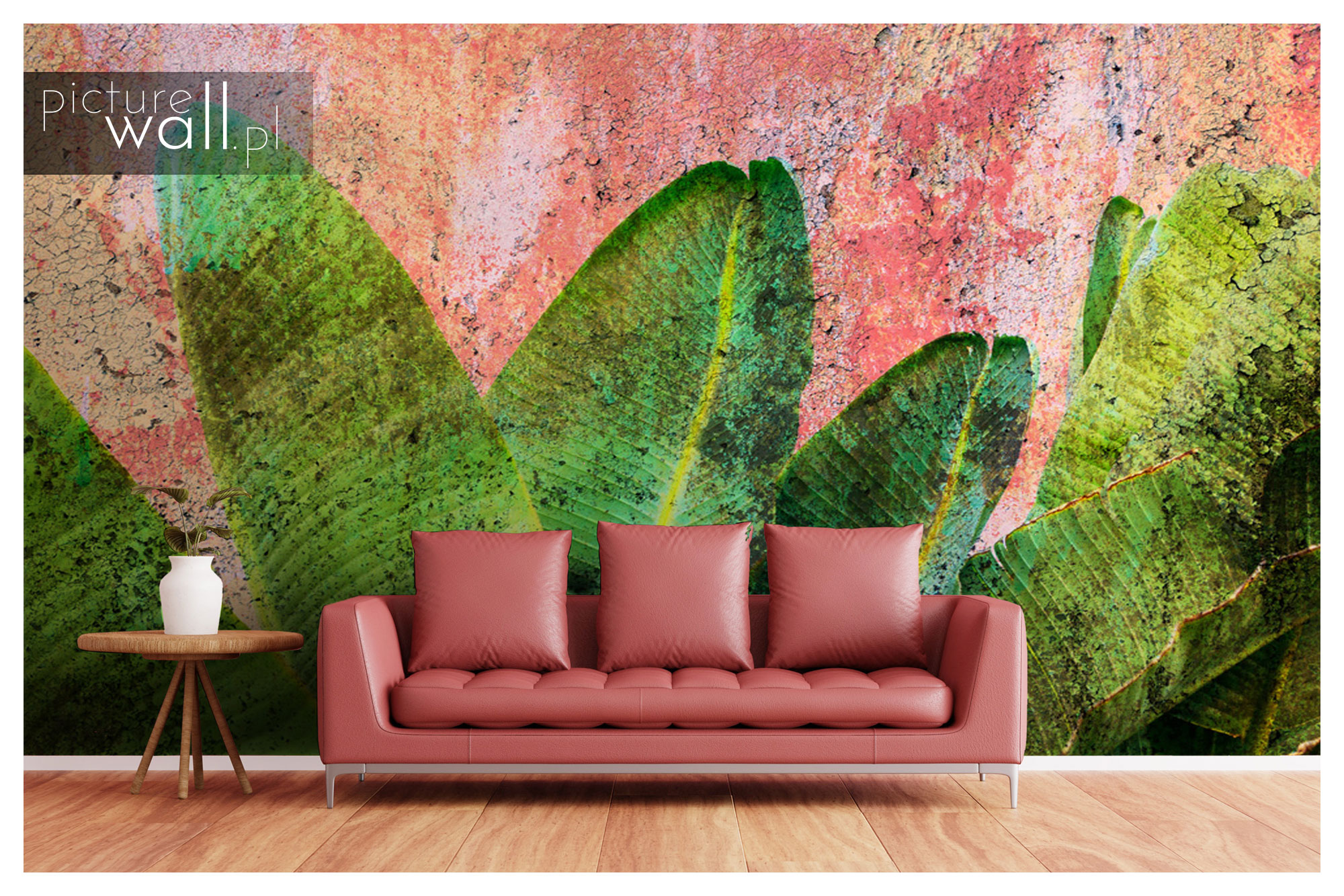 Fototapeta Mural Bananowce na różowym tle