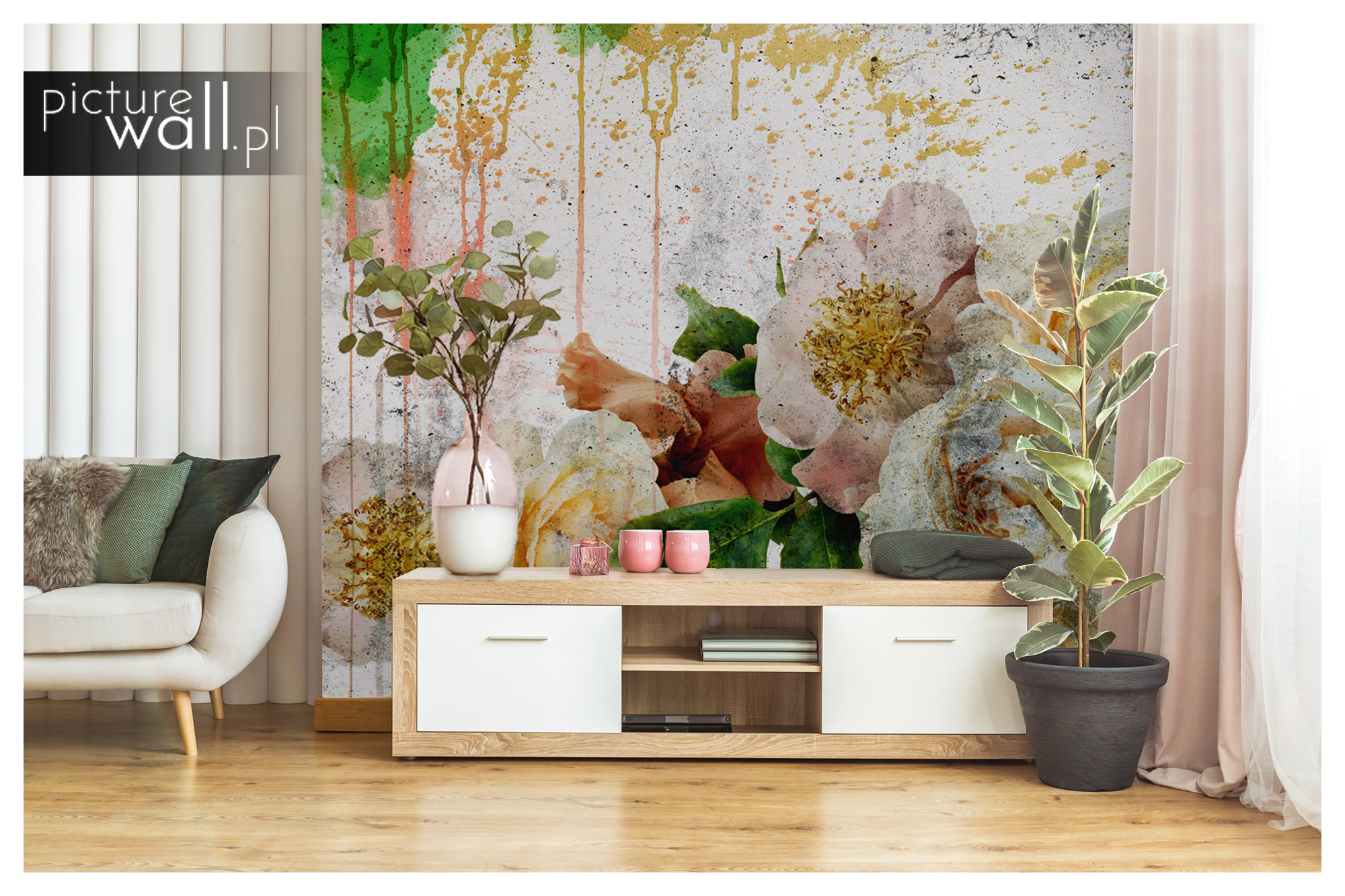 Fototapeta akwarelowe kwiaty