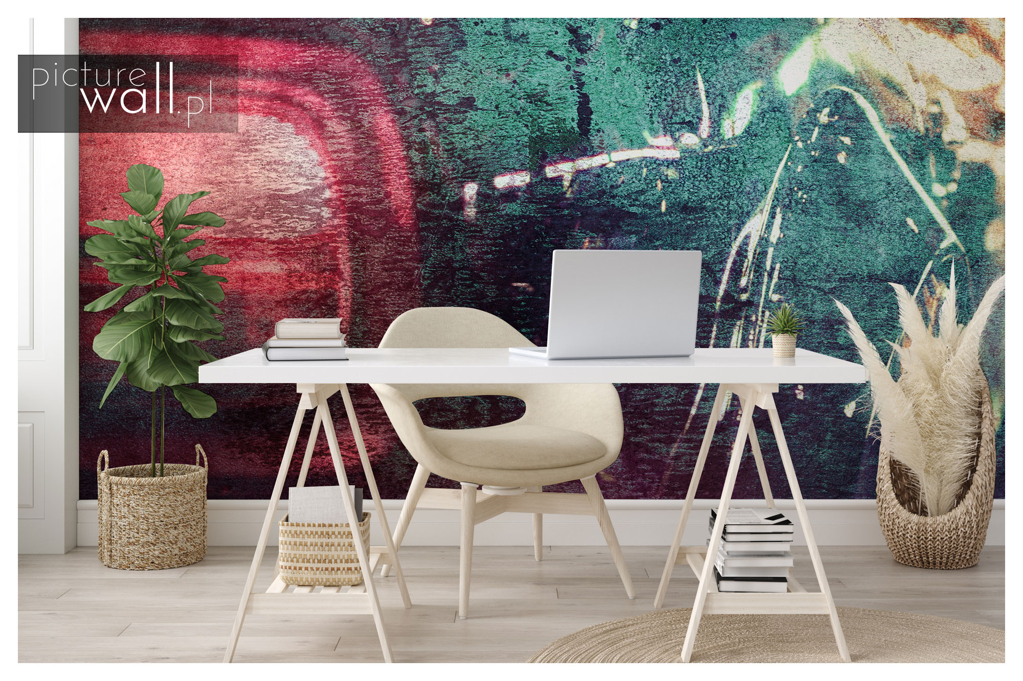 Fototapeta autorska Neonowe Grafffiti w home office