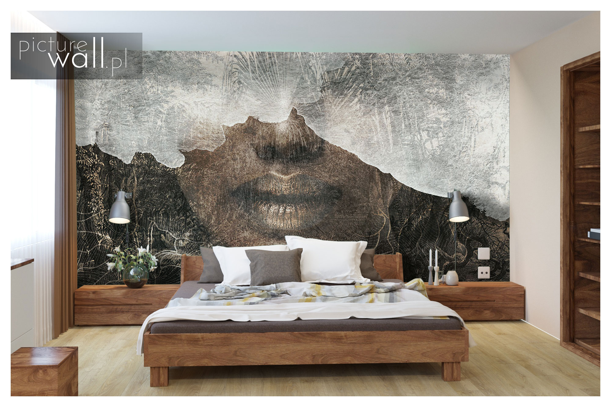 Fototapeta Złote Usta - optyczne powiększenie sypialni