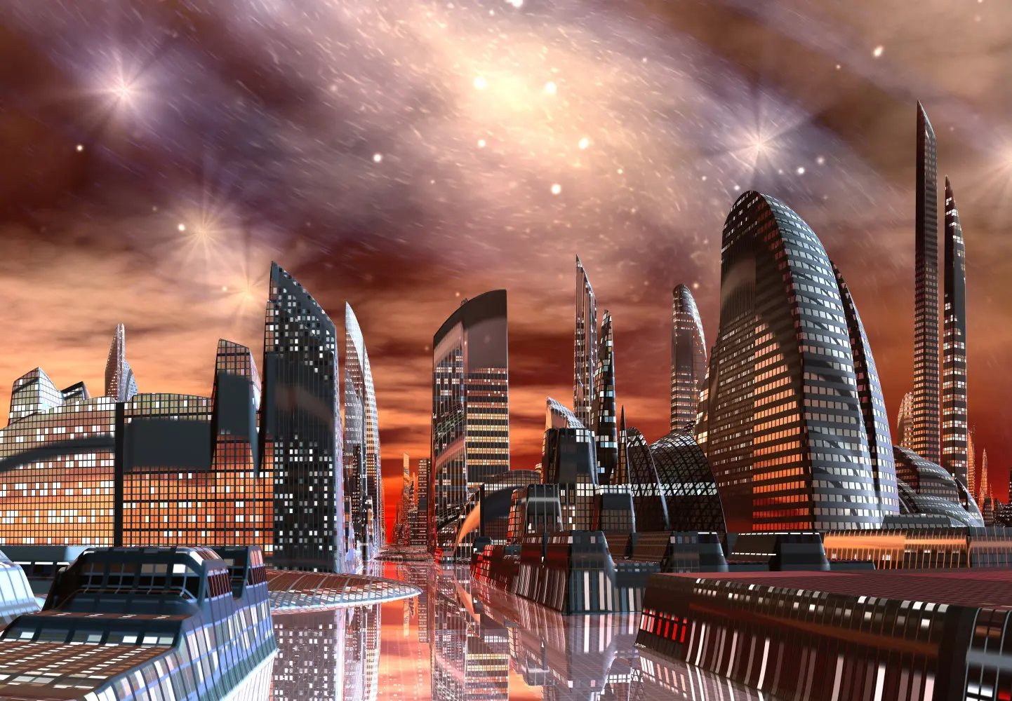 Obraz Futurystyczne miasto obcych