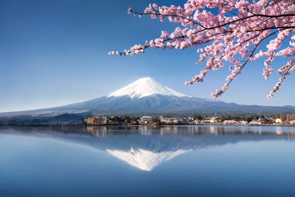 Obrazy Góra Fuji w Japonii nad Jeziorem Kawaguchi na wymiar