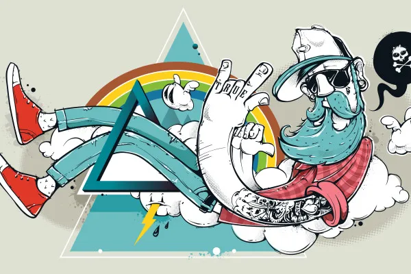 Obrazy Hipster w stylu graffiti – charakterystyczna miejska ilustracja na wymiar