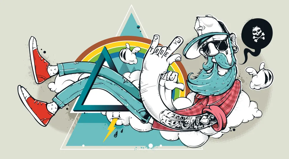 Fototapeta Hipster w stylu graffiti – charakterystyczna miejska ilustracja #wf971