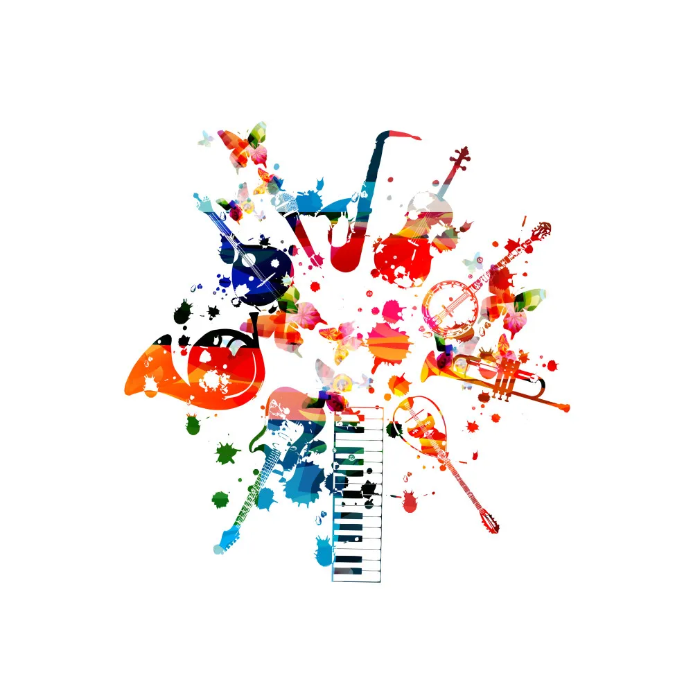 Obraz Instrumenty muzyczne – kolorowa ilustracja pełna dźwięków #wf992