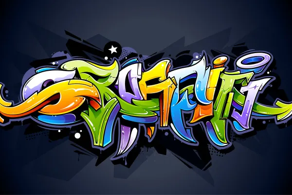 Obrazy Jasne napisy graffiti – miejski wzór street art na wymiar