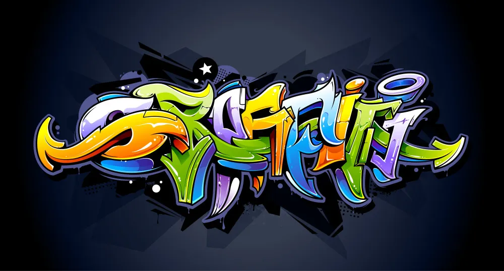 Fototapeta Jasne napisy graffiti – miejski wzór street art #wf972