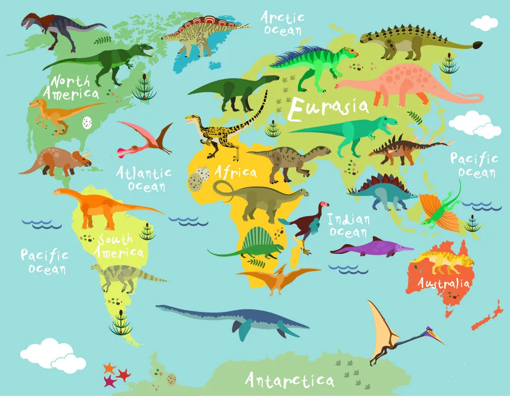 Fototapeta Mapa Świata Dinozaurów #wf849