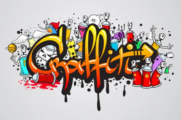 Obrazy Postacie graffiti – kolorowa kompozycja w stylu street art na wymiar