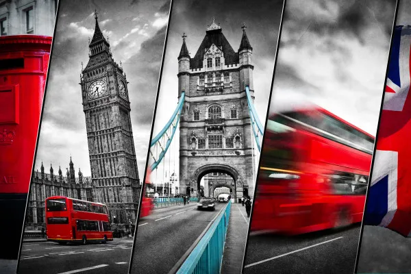 Obrazy Symbole Londynu i Wielkiej Brytanii – kolaż na wymiar