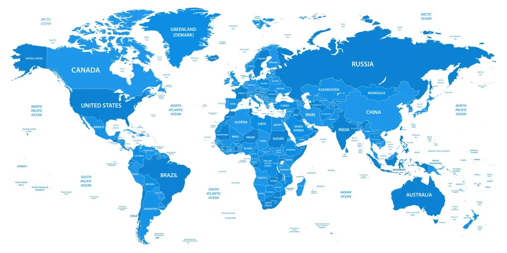 Obraz Szczegółowa Mapa Świata z Granicami Krajów #wf846