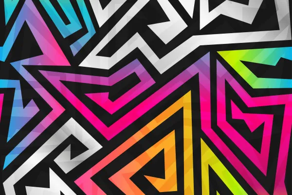Obrazy Tęczowy labirynt – kolorowy geometryczny wzór na wymiar