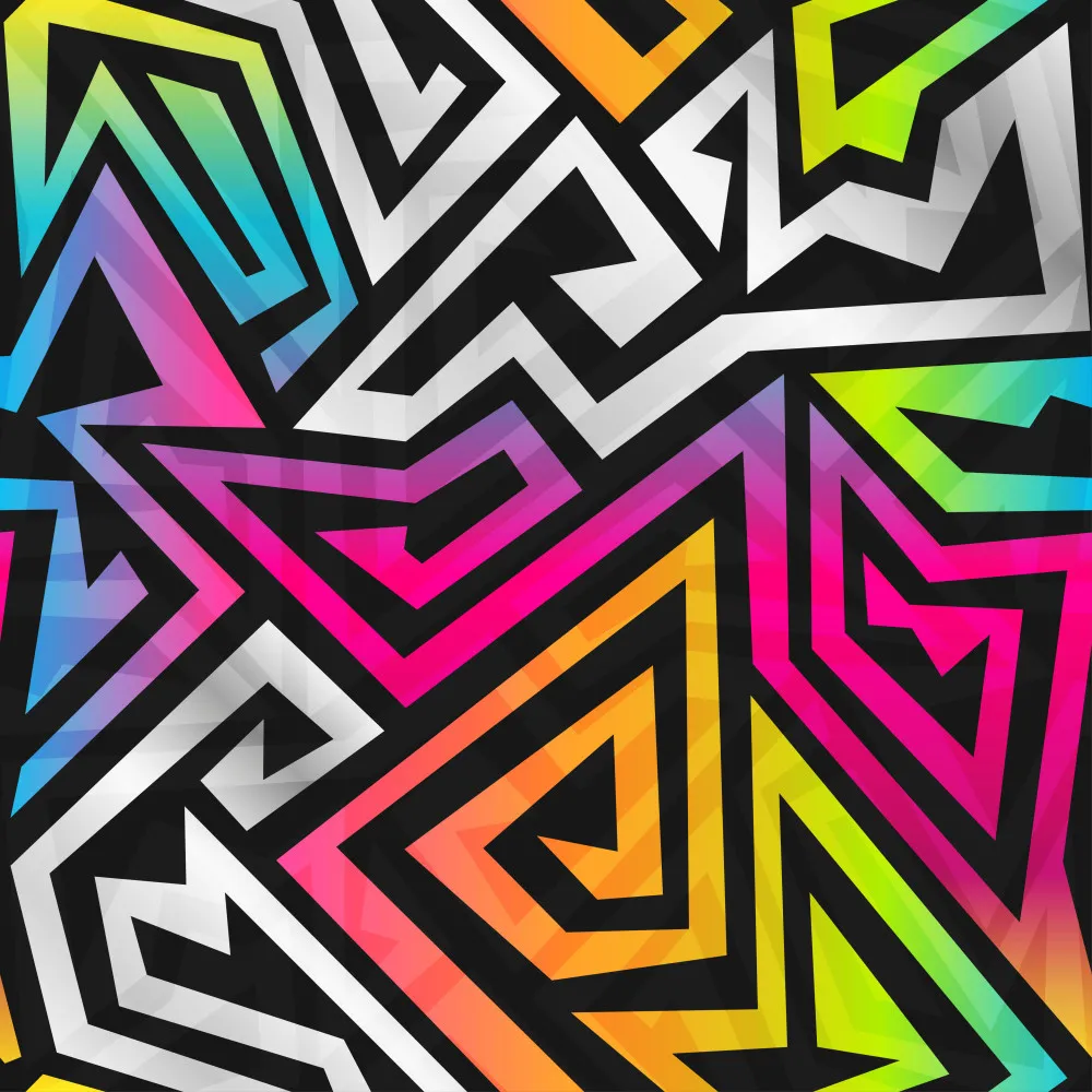 Fototapeta Tęczowy labirynt – kolorowy geometryczny wzór #wf975
