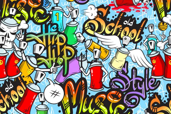 Obrazy Znaki graffiti – dynamiczny wzór w miejskim stylu na wymiar