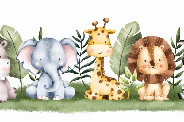 Obrazy Zwierzęta safari – kolorowa akwarelowa ilustracja na wymiar