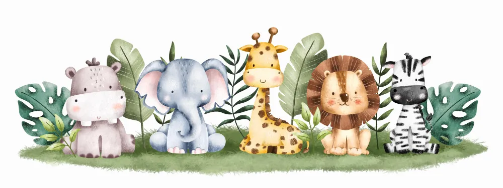 Fototapeta Zwierzęta safari – kolorowa akwarelowa ilustracja #wf960