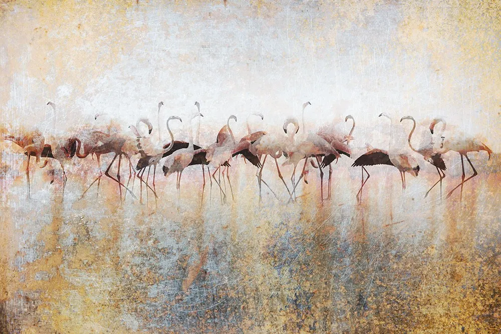 Fototapeta złota Flamingi w złocie