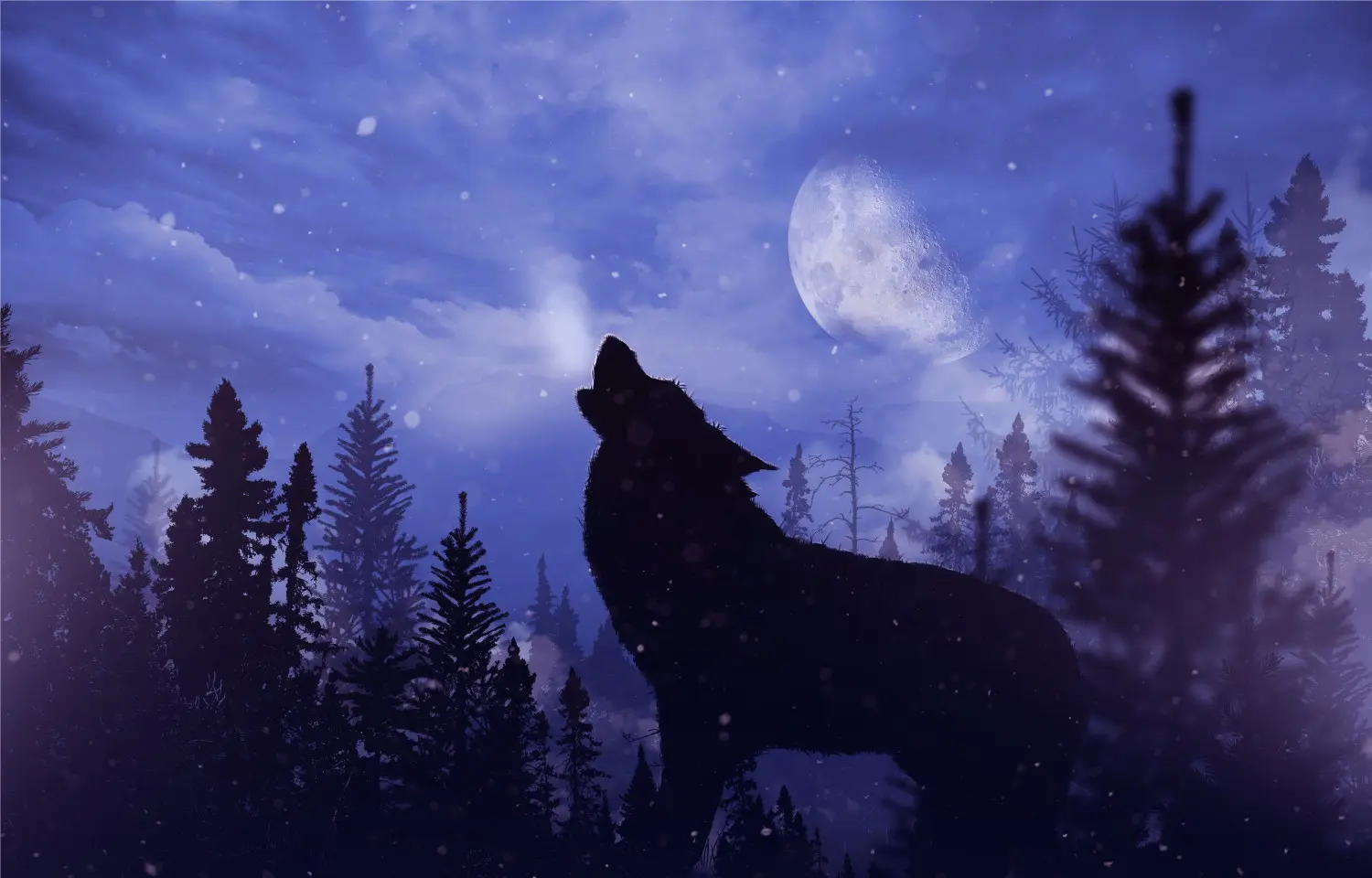 Obraz Wilk podczas Wycia – Dzika Natura i Nocny Las