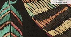 Zbliżenie wzoru Haftowane pióra ze złotem