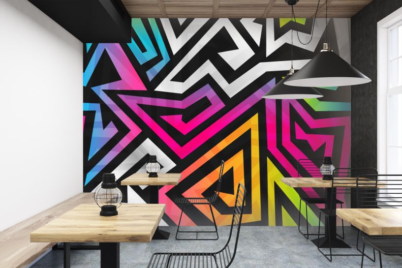 Tęczowy labirynt – kolorowy geometryczny wzór