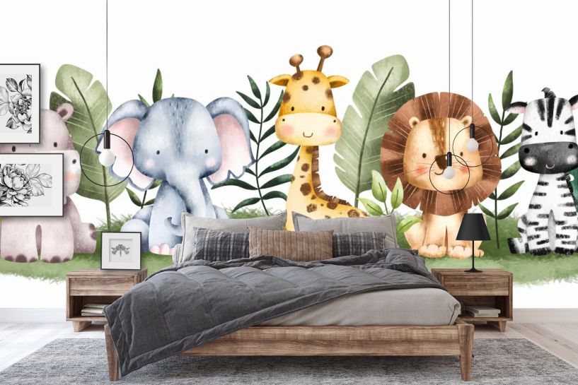 Zwierzęta safari – kolorowa akwarelowa ilustracja