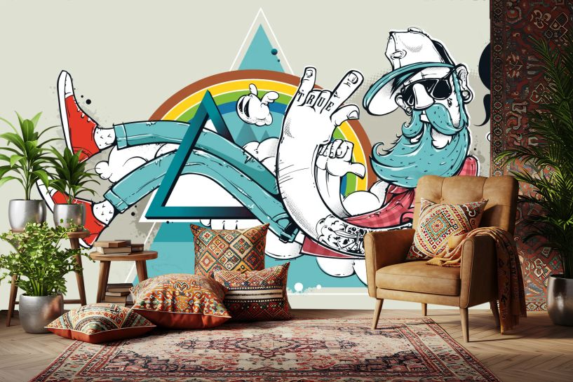 Hipster w stylu graffiti – charakterystyczna miejska ilustracja