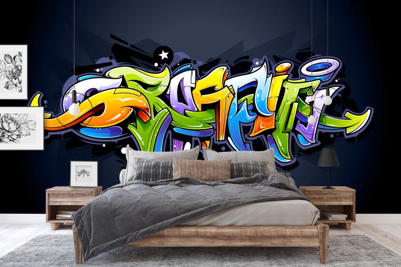 Jasne napisy graffiti – miejski wzór street art