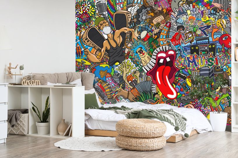 Muzyka i graffiti – kolorowy kolaż w miejskim stylu