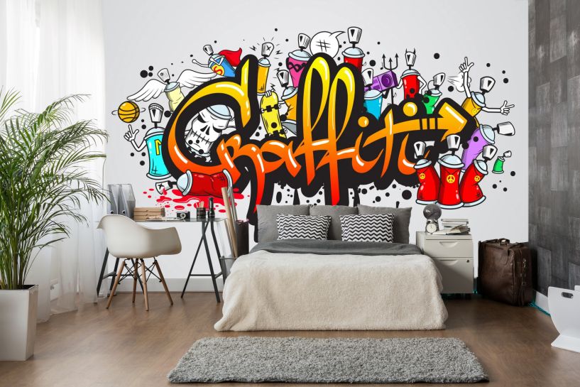 Postacie graffiti – kolorowa kompozycja w stylu street art