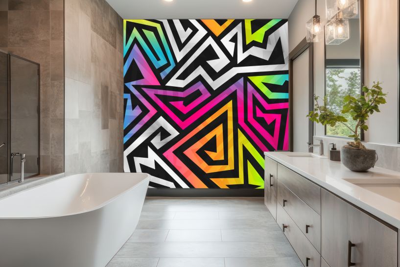Tęczowy labirynt – kolorowy geometryczny wzór