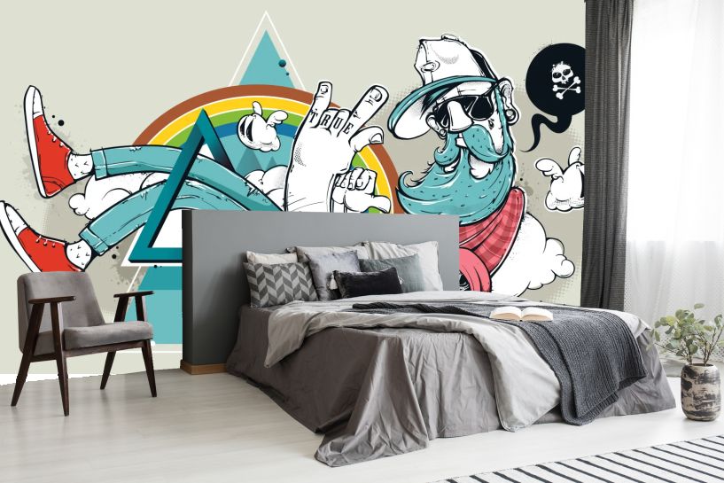 Hipster w stylu graffiti – charakterystyczna miejska ilustracja
