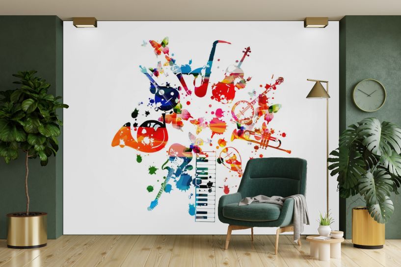 Instrumenty muzyczne – kolorowa ilustracja pełna dźwięków