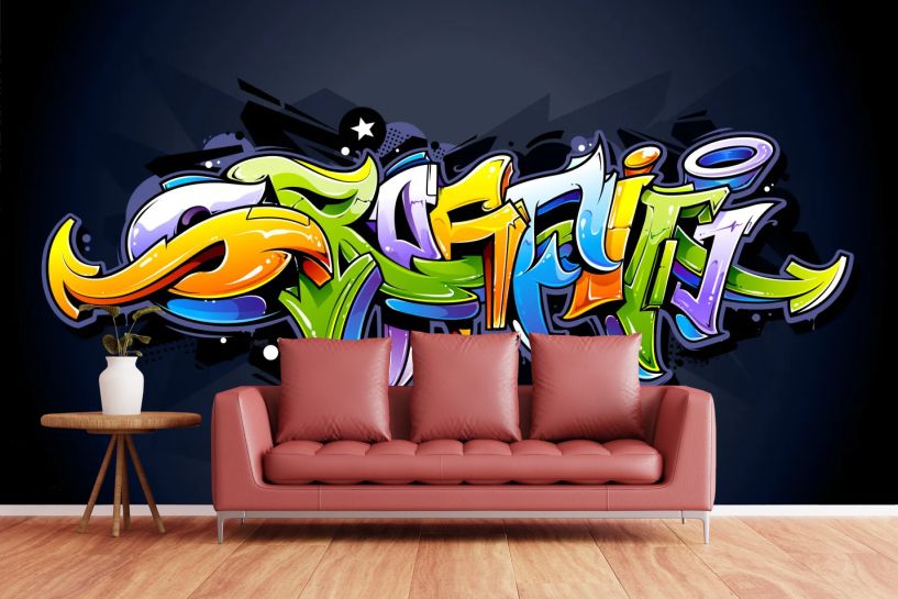 Jasne napisy graffiti – miejski wzór street art