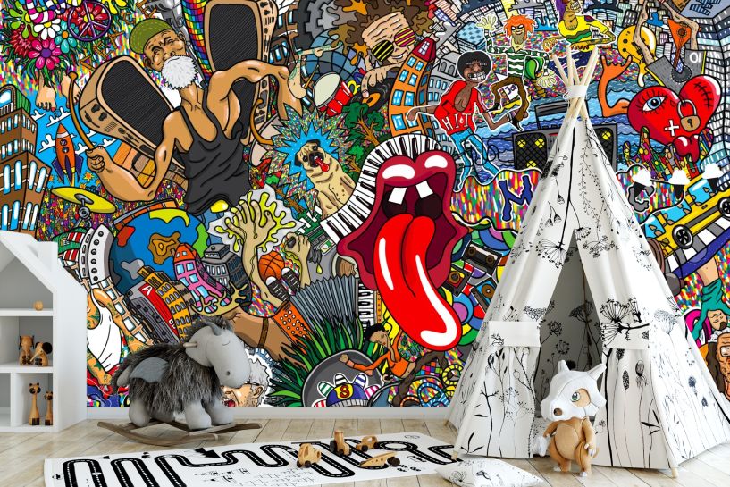 Muzyka i graffiti – kolorowy kolaż w miejskim stylu