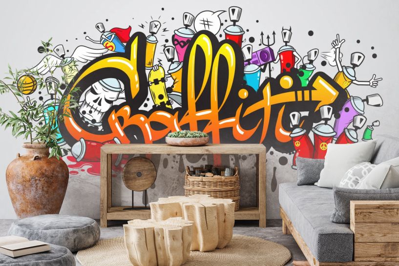 Postacie graffiti – kolorowa kompozycja w stylu street art