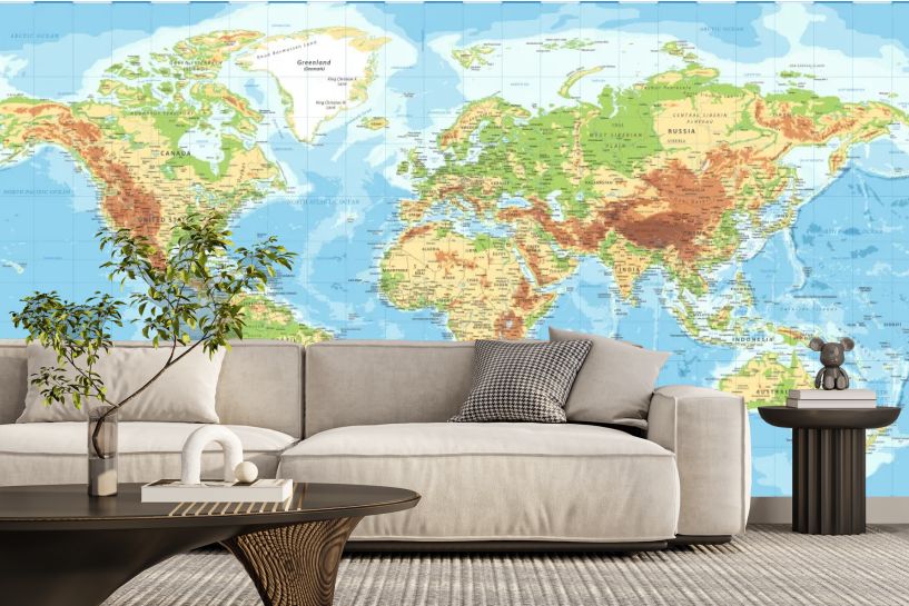 Fizyczna mapa świata z detalami