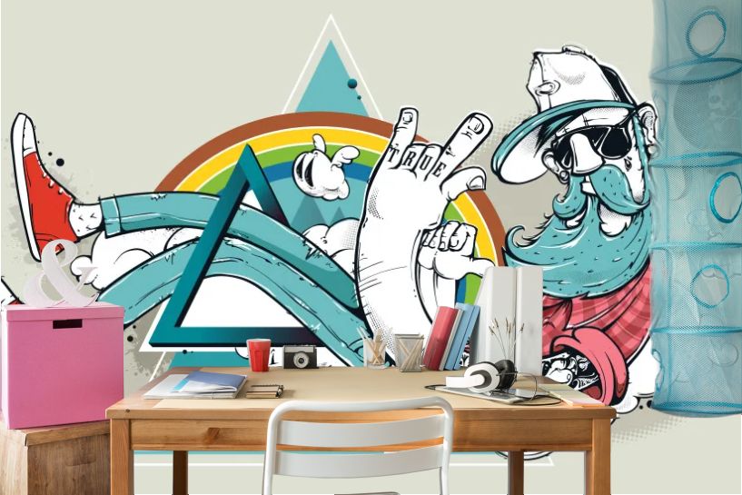 Hipster w stylu graffiti – charakterystyczna miejska ilustracja
