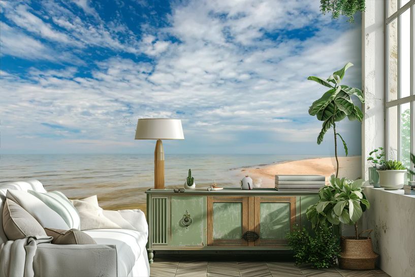Bałtycka plaża – spokojny nadmorski krajobraz z chmurami