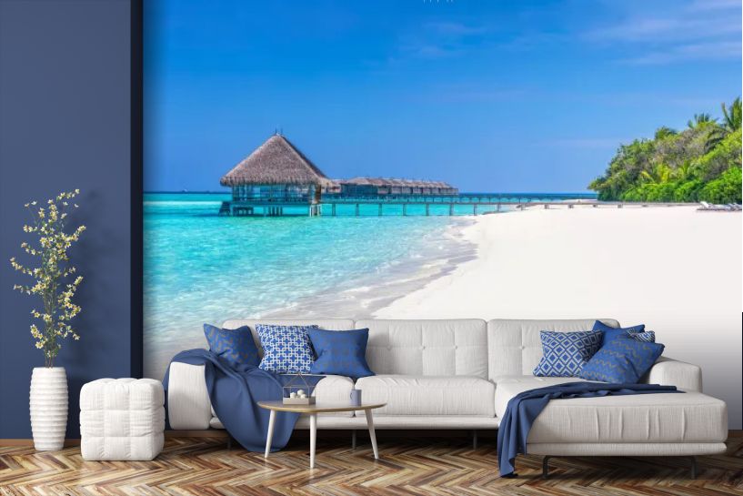 Malediwy – panoramiczny widok tropikalnej plaży