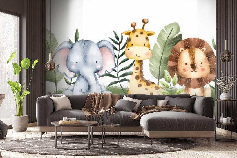 Zwierzęta safari – kolorowa akwarelowa ilustracja