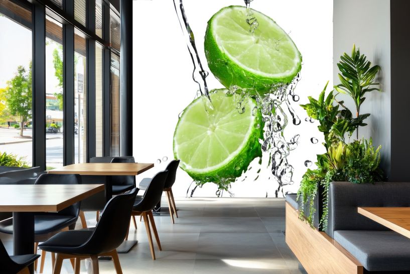 Przecięta limonka oblana wodą