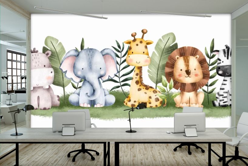 Zwierzęta safari – kolorowa akwarelowa ilustracja
