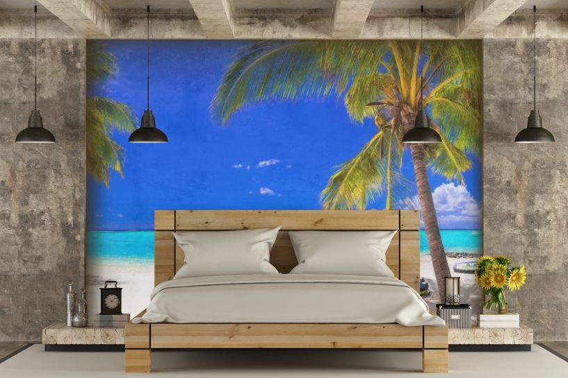 Mauritius – tropikalna plaża widziana przez palmy