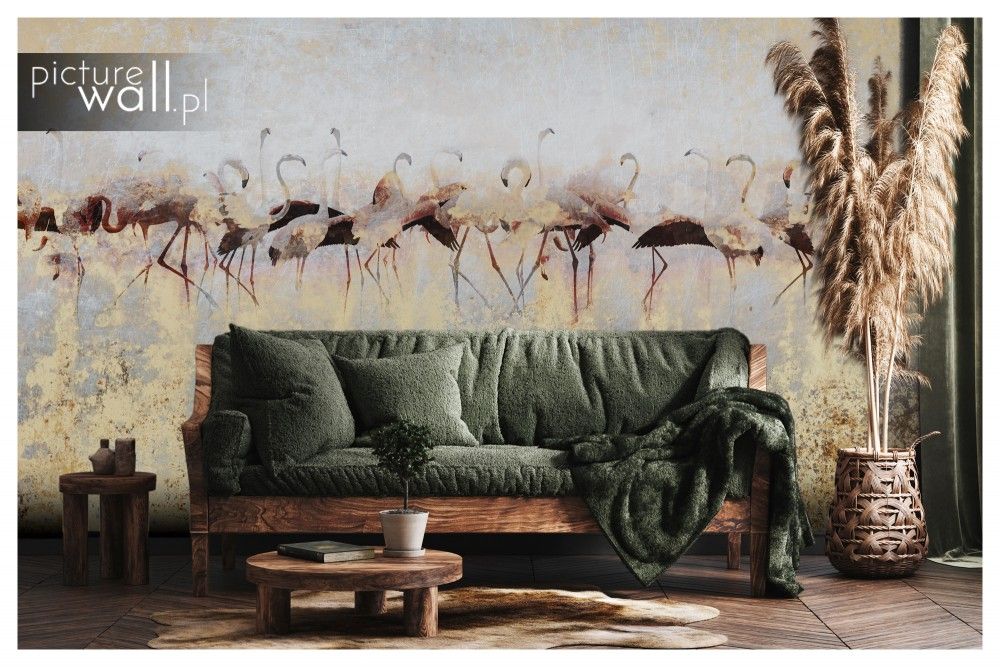 Fototapety z motywem Flamingi w złocie