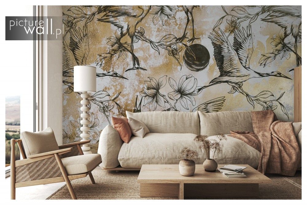 Fototapety z motywem Złote żurawie