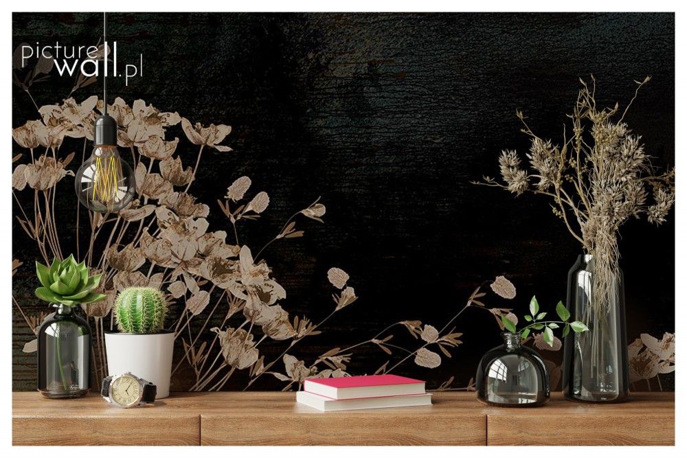 Fototapety z motywem Ciemne akwarelowe kwiaty