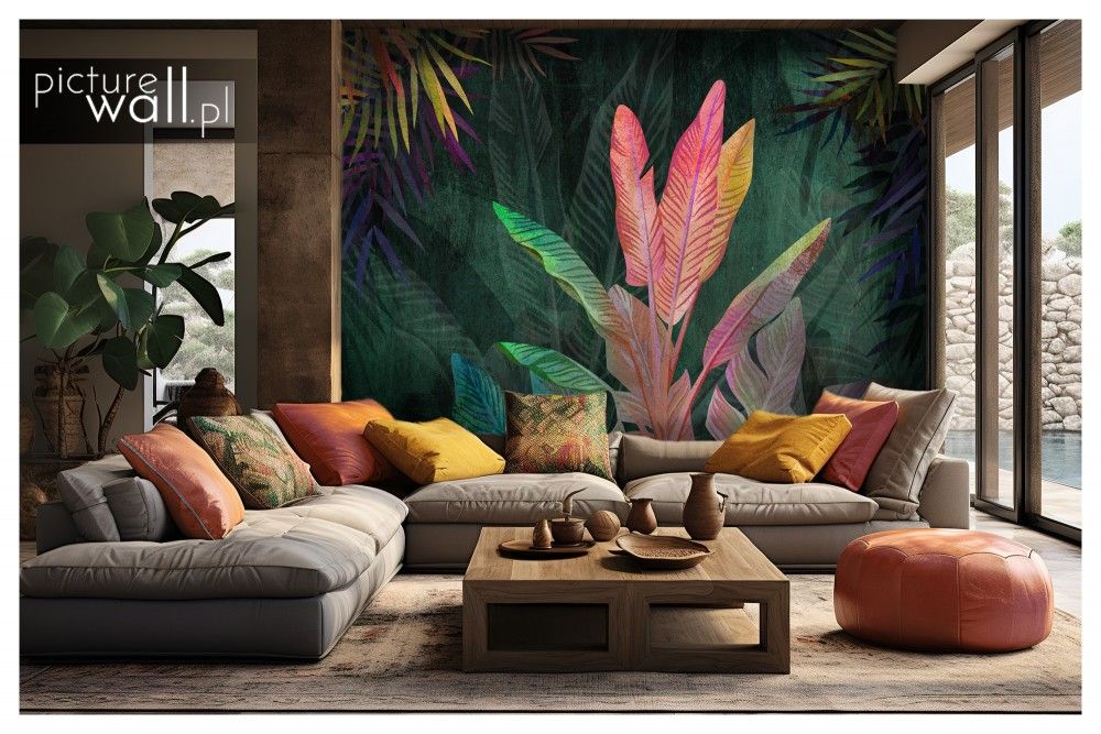 Fototapety samoprzylepne z motywem Malowane kolorowe liście