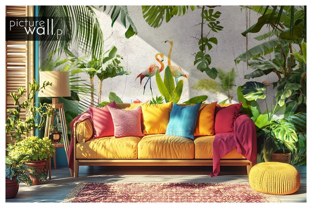 Fototapety z motywem Rajska oaza z fakturą betonu