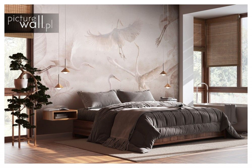 Fototapety z motywem Rozmyte beżowe żurawie mgiełka