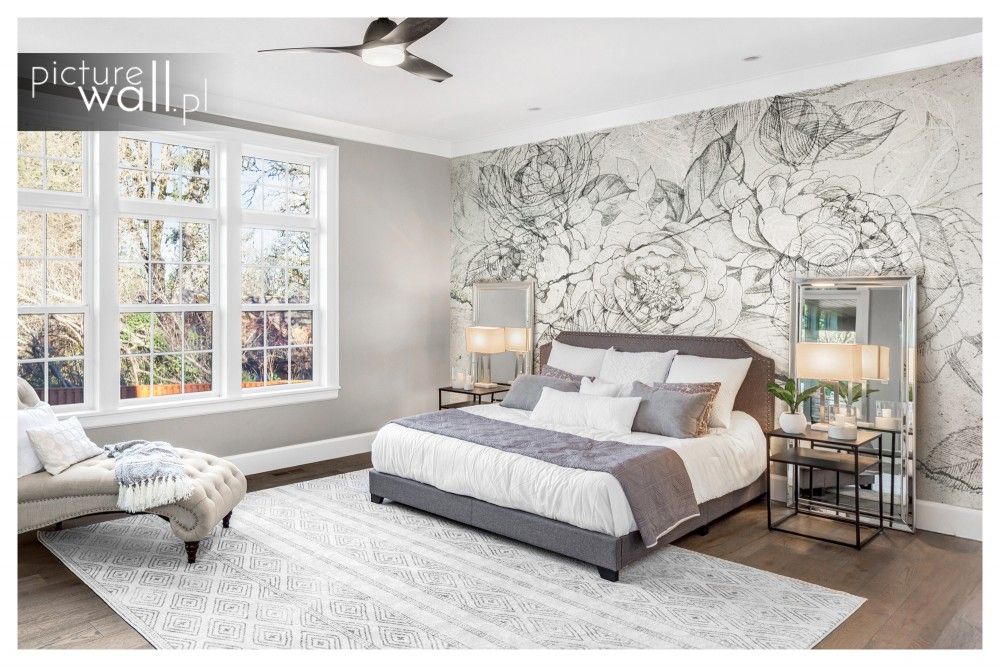 Fototapety z motywem Szkicowane jasne kwiaty